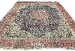 Large Antique Muted Floral 8X11 Distressed Vintage Oriental Rug farmhouse Carpet