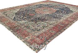 Large Antique Muted Floral 8X11 Distressed Vintage Oriental Rug farmhouse Carpet