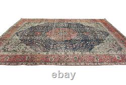 Large Antique Muted Floral 8X11 Distressed Vintage Oriental Rug farmhouse Carpet