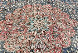 Large Antique Muted Floral 8X11 Distressed Vintage Oriental Rug farmhouse Carpet