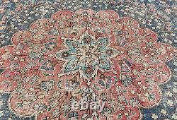Large Antique Muted Floral 8X11 Distressed Vintage Oriental Rug farmhouse Carpet