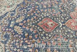 Large Antique Muted Floral 8X11 Distressed Vintage Oriental Rug farmhouse Carpet