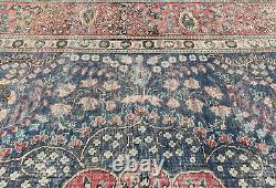 Large Antique Muted Floral 8X11 Distressed Vintage Oriental Rug farmhouse Carpet