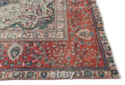 Large Antique Muted Floral 8X11 Distressed Vintage Oriental Rug farmhouse Carpet