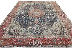 Large Antique Muted Floral 8X11 Distressed Vintage Oriental Rug farmhouse Carpet