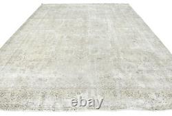 Large Antique Muted Wool Floral 9'5X11'9 Distressed Vintage Oriental Rug Carpet