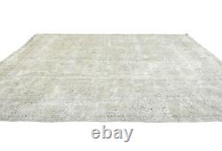 Large Antique Muted Wool Floral 9'5X11'9 Distressed Vintage Oriental Rug Carpet