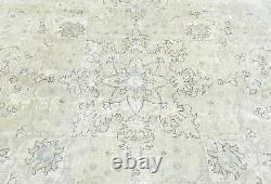 Large Antique Muted Wool Floral 9'5X11'9 Distressed Vintage Oriental Rug Carpet