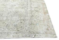 Large Antique Muted Wool Floral 9'5X11'9 Distressed Vintage Oriental Rug Carpet