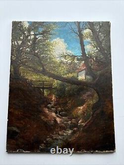 Large Antique Painting Peterson Creek Stream Home 34 Inches Restoration Project