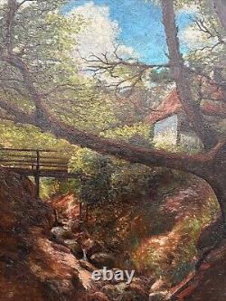 Large Antique Painting Peterson Creek Stream Home 34 Inches Restoration Project