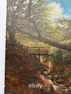 Large Antique Painting Peterson Creek Stream Home 34 Inches Restoration Project