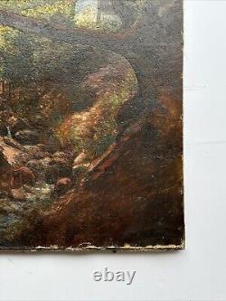 Large Antique Painting Peterson Creek Stream Home 34 Inches Restoration Project