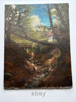 Large Antique Painting Peterson Creek Stream Home 34 Inches Restoration Project