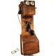 Large Antique Western or Automatic E Double Box Wall Crank Phone Tandem 36 TALL