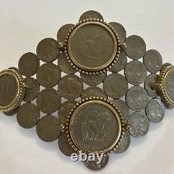 Large Cowboy Western Wear Buffalo Nickel Coin Belt Buckle 7.5 x 5
