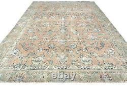 Large Distressed Antique Muted Floral 7X10 Handmade Vintage Oriental Rug Carpet