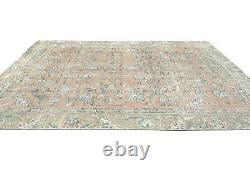 Large Distressed Antique Muted Floral 7X10 Handmade Vintage Oriental Rug Carpet