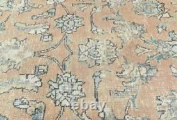 Large Distressed Antique Muted Floral 7X10 Handmade Vintage Oriental Rug Carpet