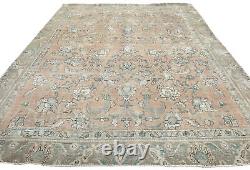 Large Distressed Antique Muted Floral 7X10 Handmade Vintage Oriental Rug Carpet