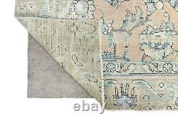 Large Distressed Antique Muted Floral 7X10 Handmade Vintage Oriental Rug Carpet