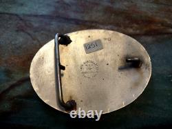 Large End Of The Trail Belt Buckle Turquoise Inlay Western Vtg Johnson & Held