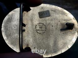 Large End Of The Trail Belt Buckle Turquoise Inlay Western Vtg Johnson & Held Large End Of The Trail Belt Buckle Turquoise Inlay Western Vtg Johnson & Held