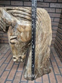 Large Hardwood Hand Carved Horse Head Bust