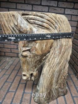 Large Hardwood Hand Carved Horse Head Bust