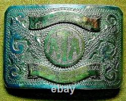 Large Heavy Vintage Gun Club Shooting Award Sterling Silver Trophy Belt Buckle