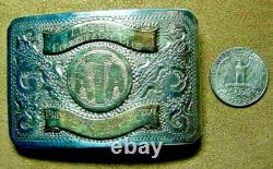 Large Heavy Vintage Gun Club Shooting Award Sterling Silver Trophy Belt Buckle