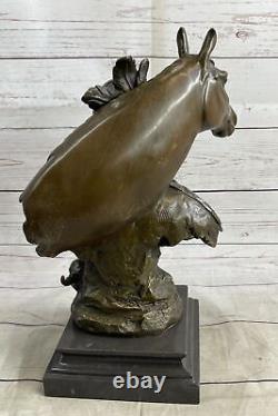 Large Impressive Antique Style Bronze Indian Brave On Horse Signed Anderson