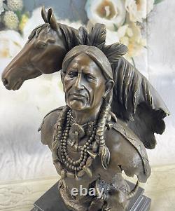 Large Impressive Antique Style Bronze Indian Brave On Horse Signed Anderson