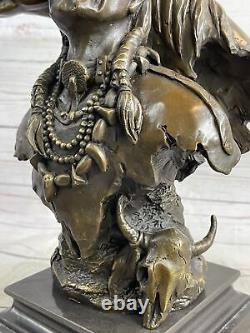 Large Impressive Antique Style Bronze Indian Brave On Horse Signed Anderson