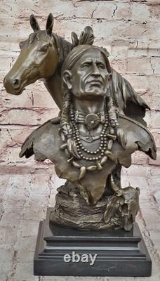 Large Impressive Antique Style Bronze Indian Brave On Horse Signed Anderson Sale