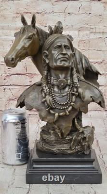 Large Impressive Antique Style Bronze Indian Brave On Horse Signed Anderson Sale