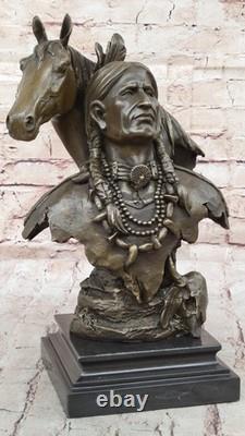 Large Impressive Antique Style Bronze Indian Brave On Horse Signed Anderson Sale