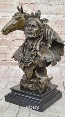Large Impressive Antique Style Bronze Indian Brave On Horse Signed Anderson Sale