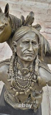 Large Impressive Antique Style Bronze Indian Brave On Horse Signed Anderson Sale