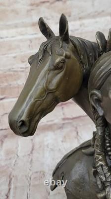 Large Impressive Antique Style Bronze Indian Brave On Horse Signed Anderson Sale