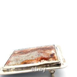 Large Lace Agate sterling silver belt buckle 129.4g 3 x2.3 western