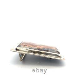 Large Lace Agate sterling silver belt buckle 129.4g 3 x2.3 western