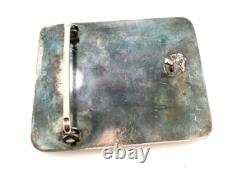 Large Lace Agate sterling silver belt buckle 129.4g 3 x2.3 western