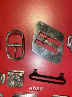 Large Lot Of 30+ Vintage Brass & Metal Belt Buckles Western, Art Deco