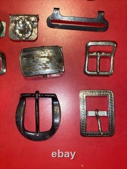 Large Lot Of 30+ Vintage Brass & Metal Belt Buckles Western, Art Deco