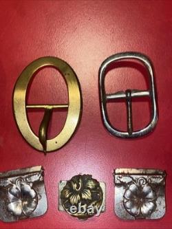 Large Lot Of 30+ Vintage Brass & Metal Belt Buckles Western, Art Deco