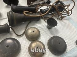 Large Lot of Antique Vintage Telephone Parts Kellogg Western Bells ear dial