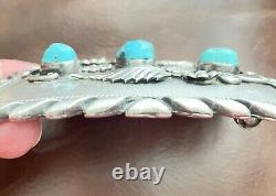 Large Navajo Turquoise Sterling Silver belt buckle 3.75L x 2.75W 121 Grams