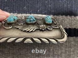 Large Navajo Turquoise Sterling Silver belt buckle 3.75L x 2.75W 121 Grams