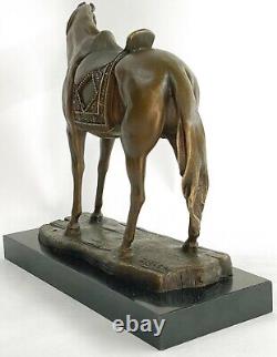 Large Original Loving Horse with his Saddle Western Cowboy Bronze Sculpture sale